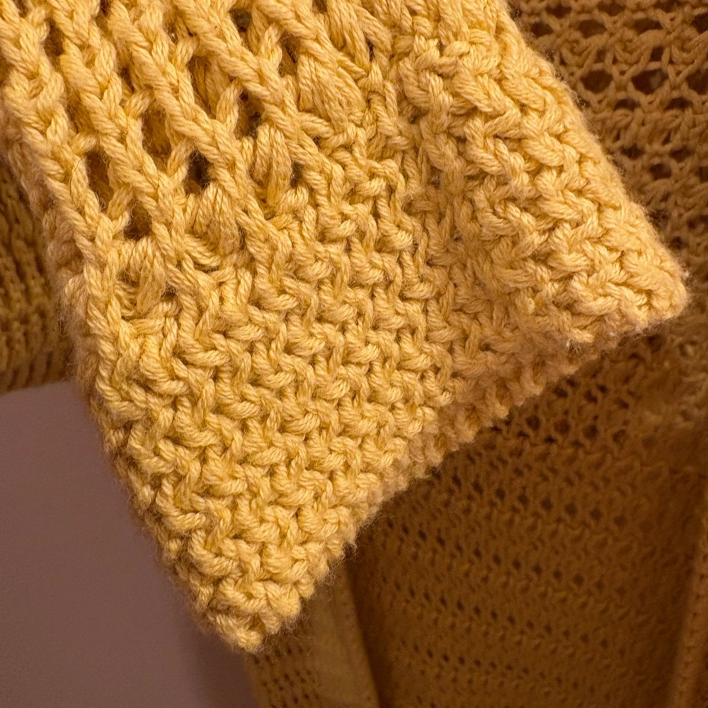 Charlie & Robin Anthropologie Onshore Breeze Open Crochet Cardigan Yellow Medium - Picture 5 of 10